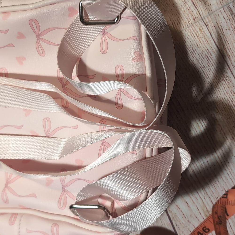 Madden Girl Pink With Bow Detail Mini Backpack & Matching Wristlet - Picture 9 of 16